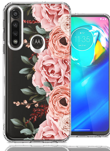 For Motorola Moto G Power 2020 Blush Pink Peach Spring Flowers Peony Rose Phone Case Cover