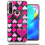 Motorola Moto G Power Pink Purple Origami Valentine's Day Polkadot Hearts Design Double Layer Phone Case Cover