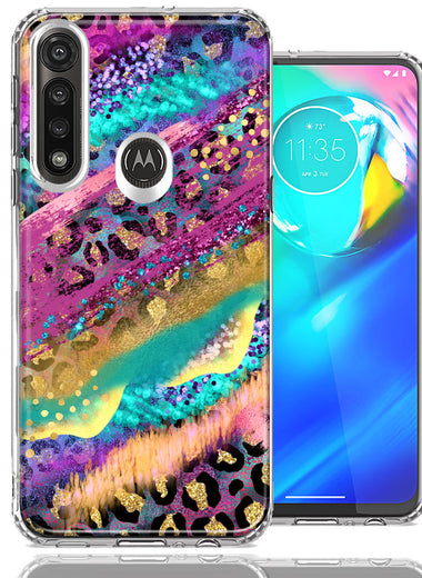 Motorola Moto G Power Leopard Paint Colorful Beautiful Abstract Milkyway Double Layer Phone Case Cover