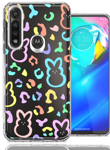 Motorola Moto G Power Leopard Easter Bunny Candy Colorful Rainbow Double Layer Phone Case Cover