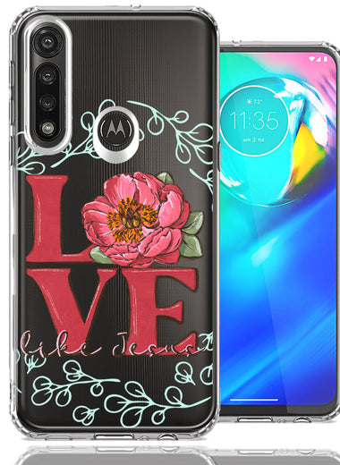 Motorola Moto G Power Love Like Jesus Flower Text Christian Double Layer Phone Case Cover