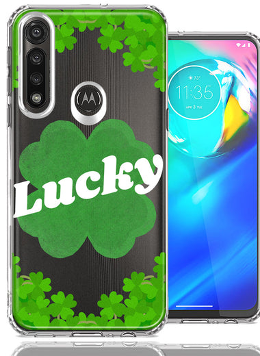 Motorola Moto G Power Lucky St Patrick's Day Shamrock Green Clovers Double Layer Phone Case Cover