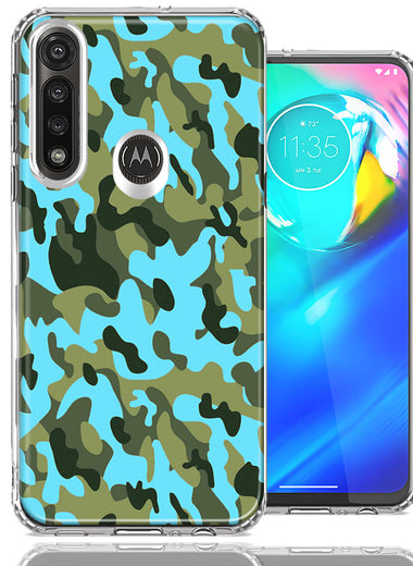 Motorola Moto G Power Blue Green Camo Design Double Layer Phone Case Cover