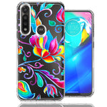 For Motorola Moto G Power 2020 Bright Colors Rainbow Water Lilly Floral Phone Case Cover