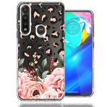For Motorola Moto G Power 2020 Classy Blush Peach Peony Rose Flowers Leopard Phone Case Cover
