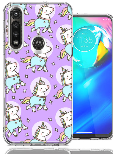 Motorola Moto G Power Cute Unicorns Purple Design Double Layer Phone Case Cover