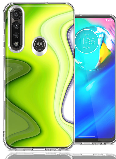 Motorola Moto G Power Green White Abstract Design Double Layer Phone Case Cover
