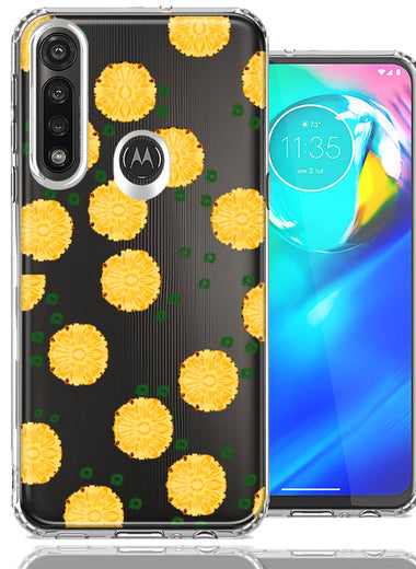 Motorola Moto G Power Tropical Pineapples Polkadots Design Double Layer Phone Case Cover