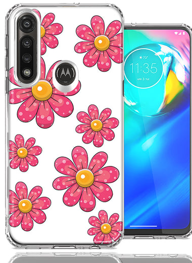 Motorola Moto G Power Pink Daisy Flower Design Double Layer Phone Case Cover
