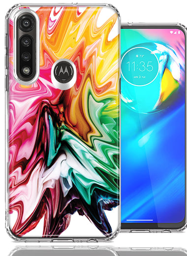 Motorola G Power Rainbow Flower Abstract Design Double Layer Phone Case Cover
