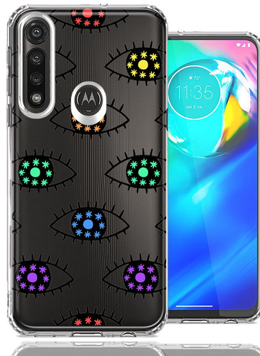 Motorola Moto G Power Rainbow Evil Eyes Design Double Layer Phone Case Cover