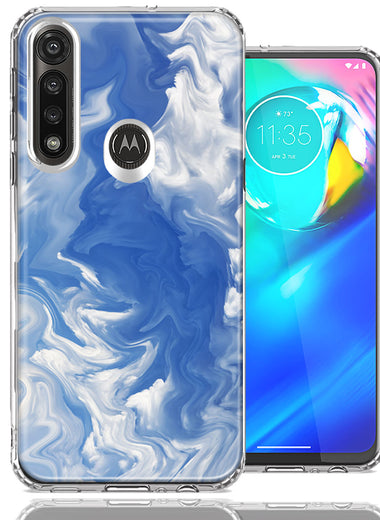 Motorola G Power Sky Blue Swirl Design Double Layer Phone Case Cover
