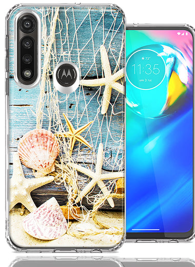 Motorola G Power Starfish Net Design Double Layer Phone Case Cover