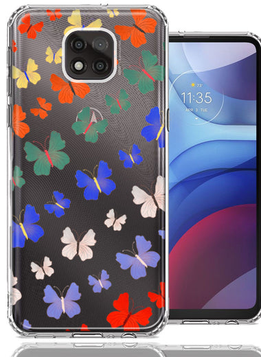 Motorola Moto G Power 2021 Colorful Butterflies Design Double Layer Phone Case Cover