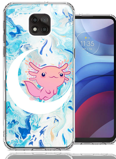 Motorola Moto G Power 2021 Pink Axolotl Moon Mable Design Double Layer Phone Case Cover