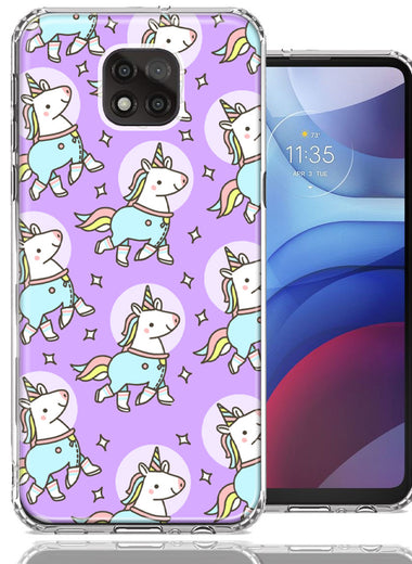 Motorola Moto G Power 2021 Cute Unicorns Purple Design Double Layer Phone Case Cover