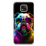 Motorola Moto G Power 2021 Neon Rainbow Glow Bulldog Hybrid Protective Phone Case Cover