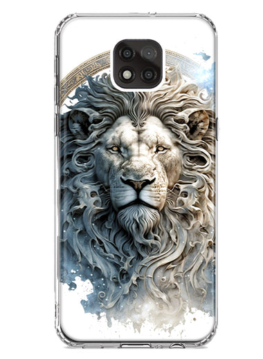 Motorola Moto G Power 2021 Abstract Lion Sculpture Hybrid Protective Phone Case Cover