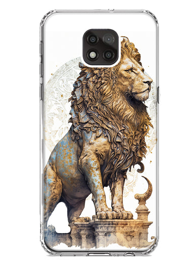 Motorola Moto G Power 2021 Ancient Lion Sculpture Hybrid Protective Phone Case Cover