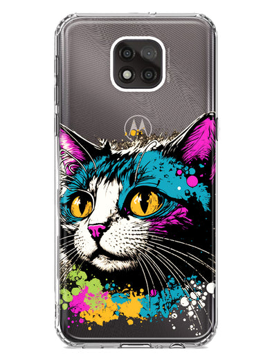 Motorola Moto G Power 2021 Cool Cat Oil Paint Pop Art Hybrid Protective Phone Case Cover