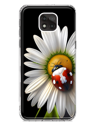 Motorola Moto G Power 2021 Cute White Daisy Red Ladybug Double Layer Phone Case Cover