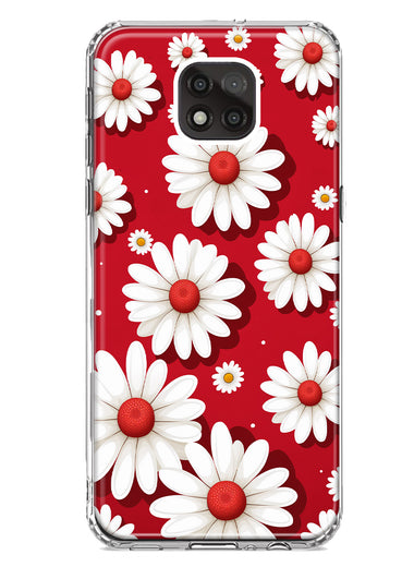 Motorola Moto G Power 2021 Cute White Red Daisies Polkadots Double Layer Phone Case Cover