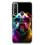 Motorola Moto G Power Neon Rainbow Glow Bulldog Hybrid Protective Phone Case Cover