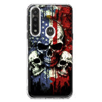 Motorola Moto G Power American USA Flag Skulls Blue Red Double Layer Phone Case Cover