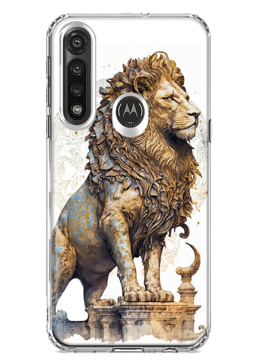 Motorola Moto G Power Ancient Lion Sculpture Hybrid Protective Phone Case Cover