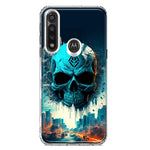 Motorola Moto G Power Blue Apocalypse Cyberpunk Skull Feather Double Layer Phone Case Cover