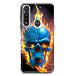 Motorola Moto G Power Blue Flaming Skull Burning Fire Double Layer Phone Case Cover