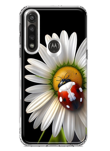 Motorola Moto G Power Cute White Daisy Red Ladybug Double Layer Phone Case Cover