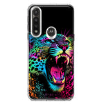Motorola Moto G Power Neon Rainbow Glow Colorful Leopard Hybrid Protective Phone Case Cover