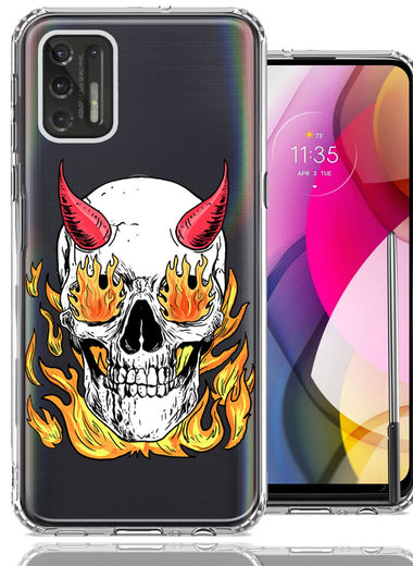Motorola Moto G Stylus 2021 Flamming Devil Skull Design Double Layer Phone Case Cover