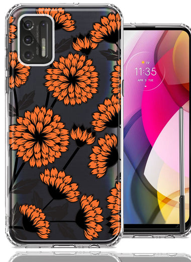 Motorola Moto G Stylus 2021 Orange Chrysanthemum Flowers Design Double Layer Phone Case Cover