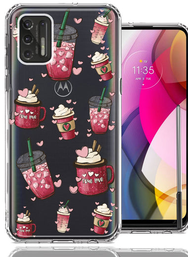 Motorola Moto G Stylus 2021 Coffee Lover Valentine's Hearts Pink Drink Latte Double Layer Phone Case Cover