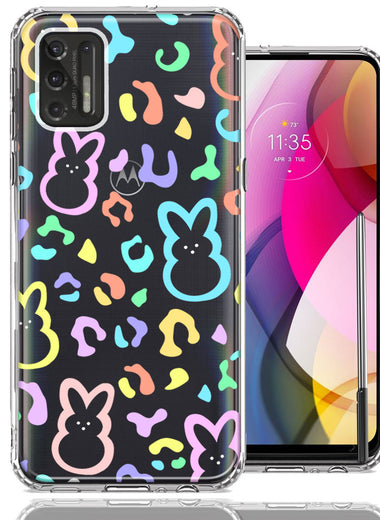 Motorola Moto G Stylus 2021 Leopard Easter Bunny Candy Colorful Rainbow Double Layer Phone Case Cover