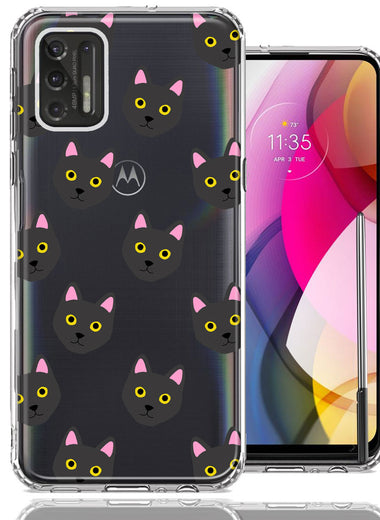 Motorola Moto G Stylus 2021 Black Cat Polkadots Design Double Layer Phone Case Cover