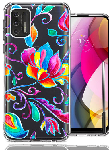 For Motorola Moto G Stylus 2021 Bright Colors Rainbow Water Lilly Floral Phone Case Cover