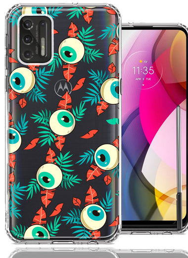 Motorola Moto G Stylus 2021 Halloween Creepy Tropical Eyeballs Design Double Layer Phone Case Cover