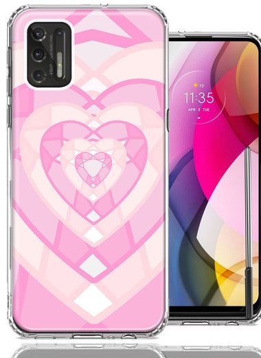 Motorola Moto G Stylus 2021 Pink Gem Hearts Design Double Layer Phone Case Cover