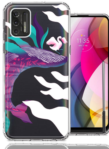 Motorola Moto G Stylus 2021 Mystic Floral Whale Design Double Layer Phone Case Cover