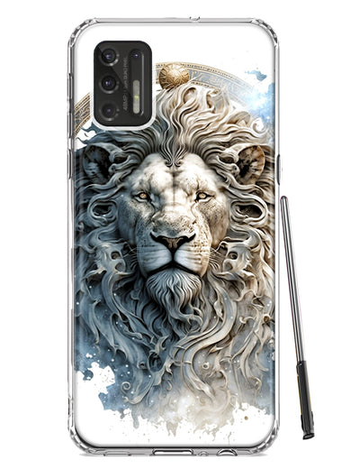 Motorola Moto G Stylus 2021 Abstract Lion Sculpture Hybrid Protective Phone Case Cover