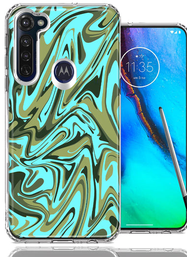 Motorola Moto G stylus Blue Green Abstract Design Double Layer Phone Case Cover