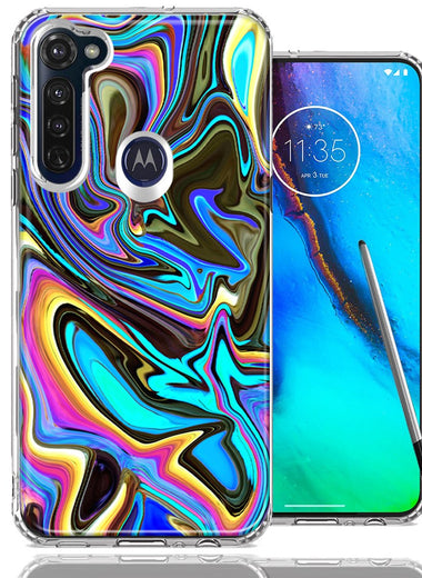 Motorola Moto G stylus Blue Paint Swirl Design Double Layer Phone Case Cover