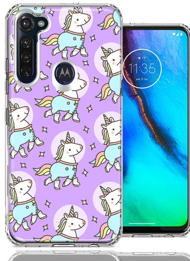 Motorola Moto G Stylus Cute Unicorns Purple Design Double Layer Phone Case Cover