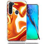 Motorola Moto G stylus Orange White Abstract Design Double Layer Phone Case Cover