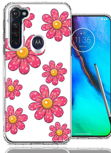 Motorola Moto G stylus Pink Daisy Flower Design Double Layer Phone Case Cover