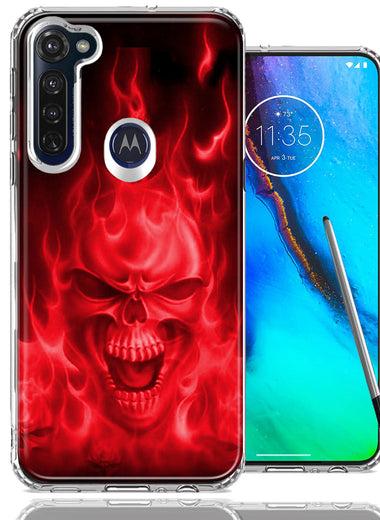 Motorola Moto G stylus Red Flaming Skull Design Double Layer Phone Case Cover