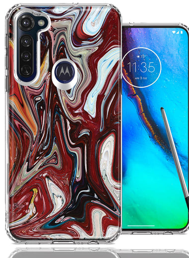Motorola Moto G stylus Red White Abstract Design Double Layer Phone Case Cover